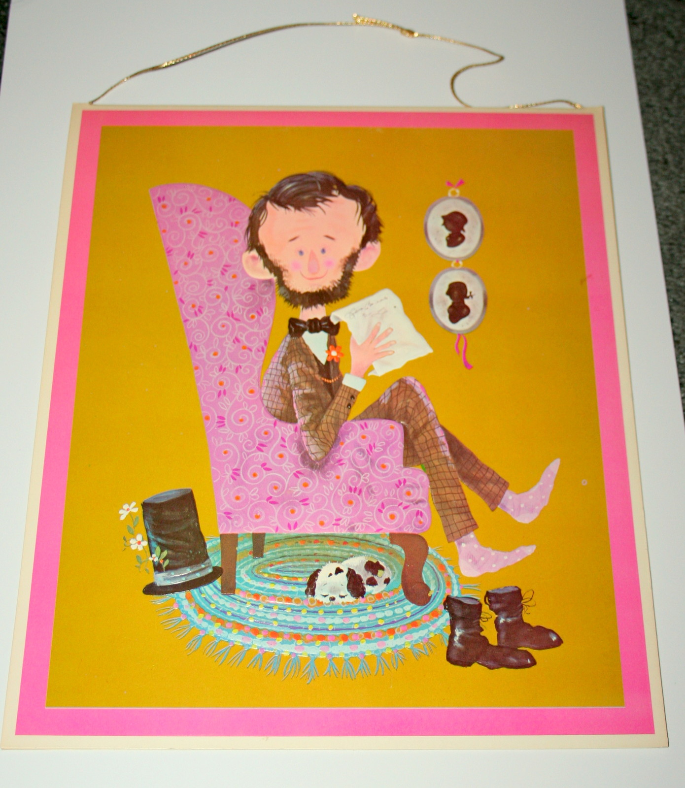 VTG Rare Abe Lincoln Whos Who Norcross Greeting Card Wall Hanging 1960s NOS New