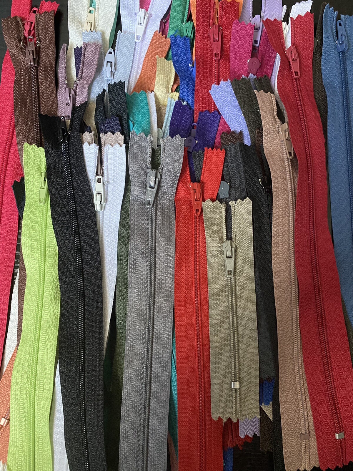 Zipper Lot Grab Bag Assorted Variety All Purpose Zippers 50 Zippers 3-11 Inch