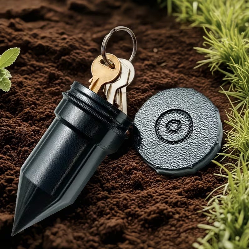 Lawn Spike Underground Key Hider Outdoor Yard Hidden Backup Key Holder Safe