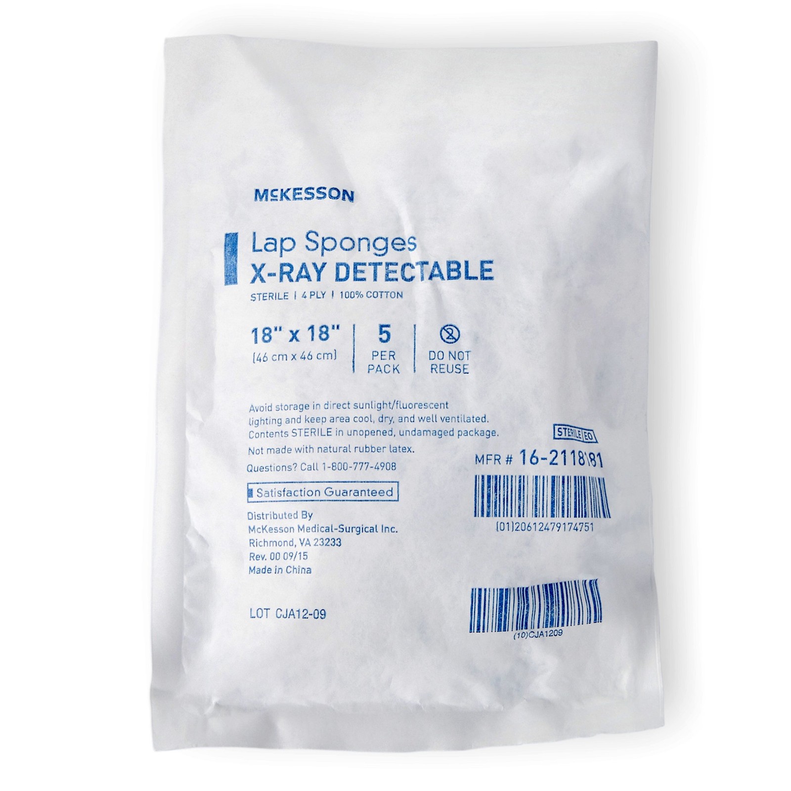 McKesson 4-Ply Surgical Laparotomy Sponge 18" x 18" 40 Pack(s) 5 per Pack