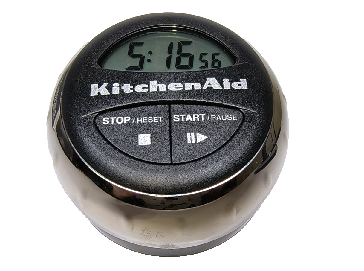 KitchenAid Digital Timer Black and Chrome - Tested & Works Battery Operated