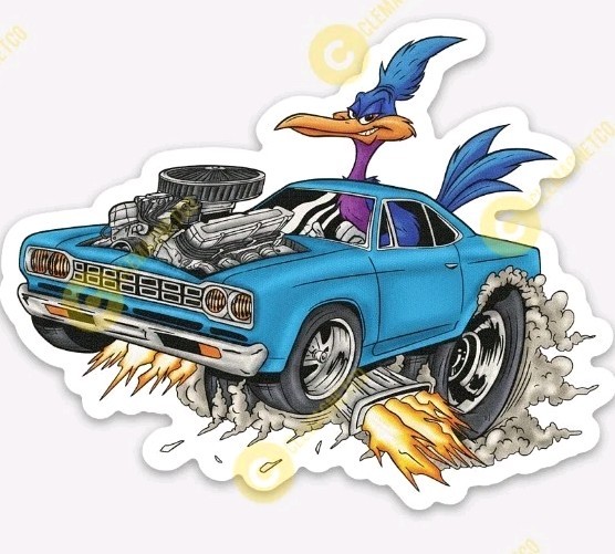 Muscle Car MAGNET - Ratfink Style Road Runner cartoon Show Rat Fink Odd Rod Blue