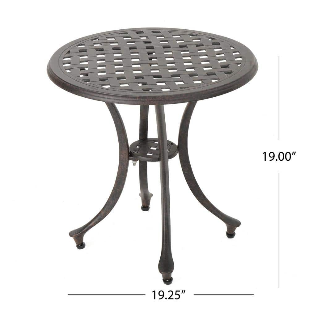 19 Inch Side Table Patio Classic Outdoor Backyard Bronze Finished