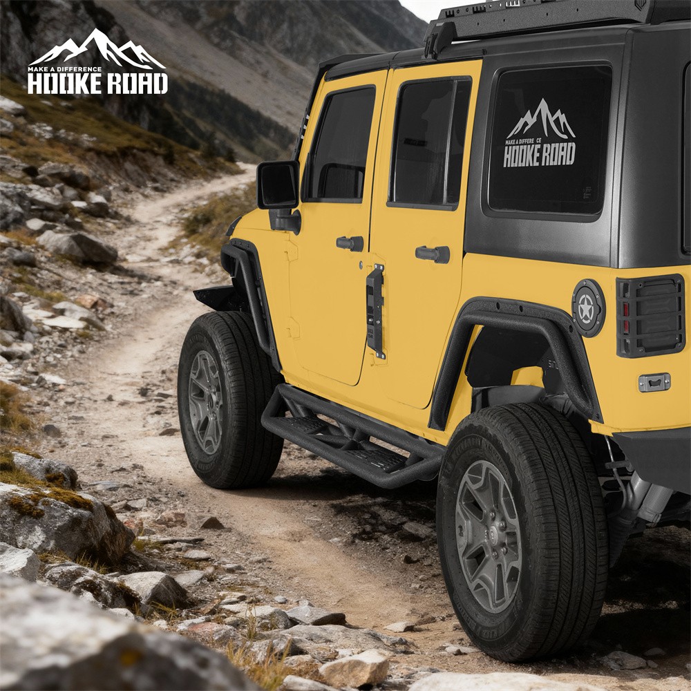 Hooke Road Front & Rear Compact Tube Fender Flares Fit 07-18 Jeep Wrangler JK