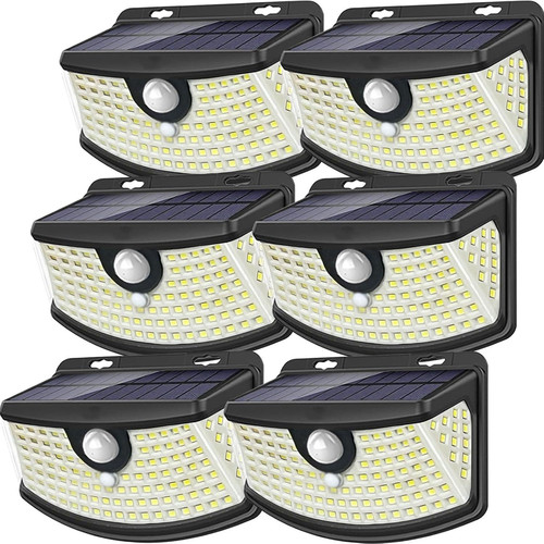Aootek New Solar Motion Sensor Lights 120 LEDs with 6 Pack, Black