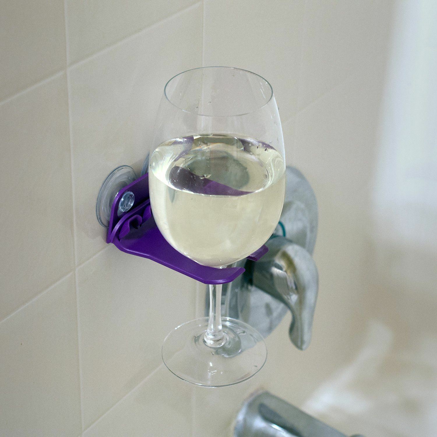 Wave Hooks - Bathtub Wine Glass Holder - Purple