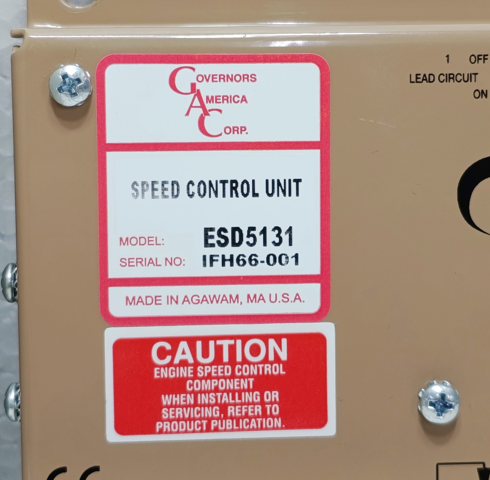 Governors America Corp. ESD5131 Speed Control Unit Engine Generator Governor