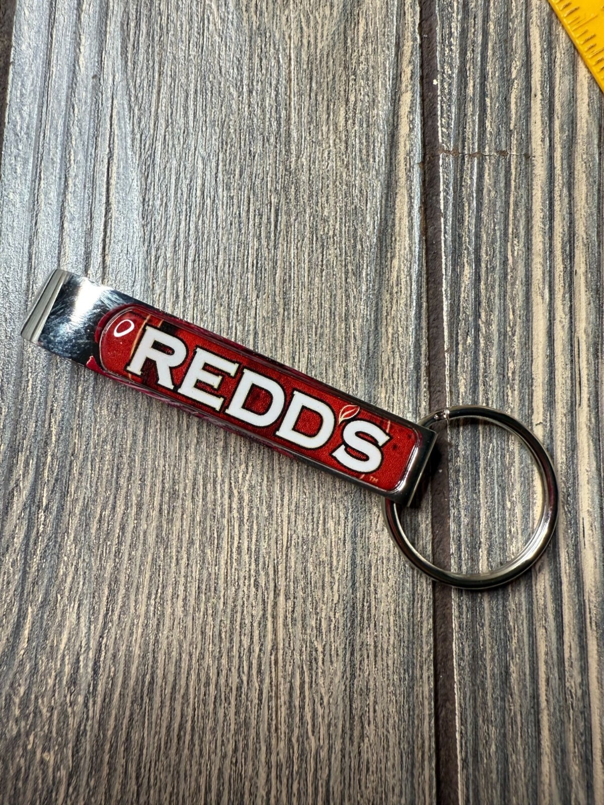 Redds Metal Bottle Opener Keychain With Ring