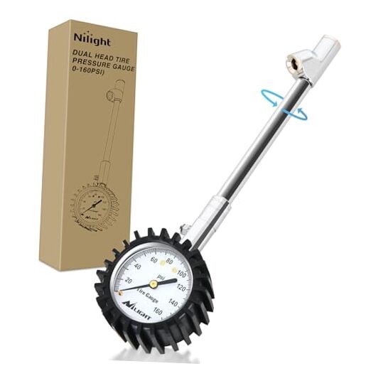 Tire Pressure Gauge 160PSI Heavy Duty Stainless Steel Dual Head Tire Gauge