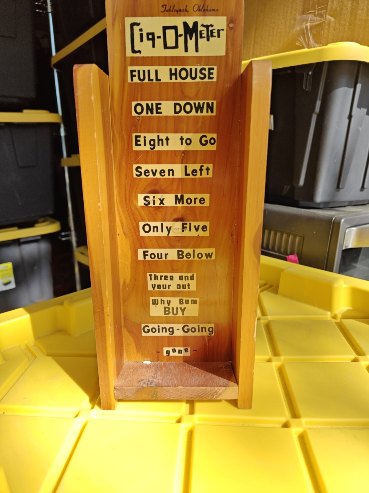 Vintage Cig-O-Meter Wooden Cigarette Pack Holder Display Rack Tahlequah Oklahoma