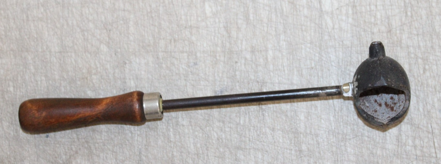 Antique 9.5”  Lead Casting Melting Dipper Smelting Ladle w/ wooden handle