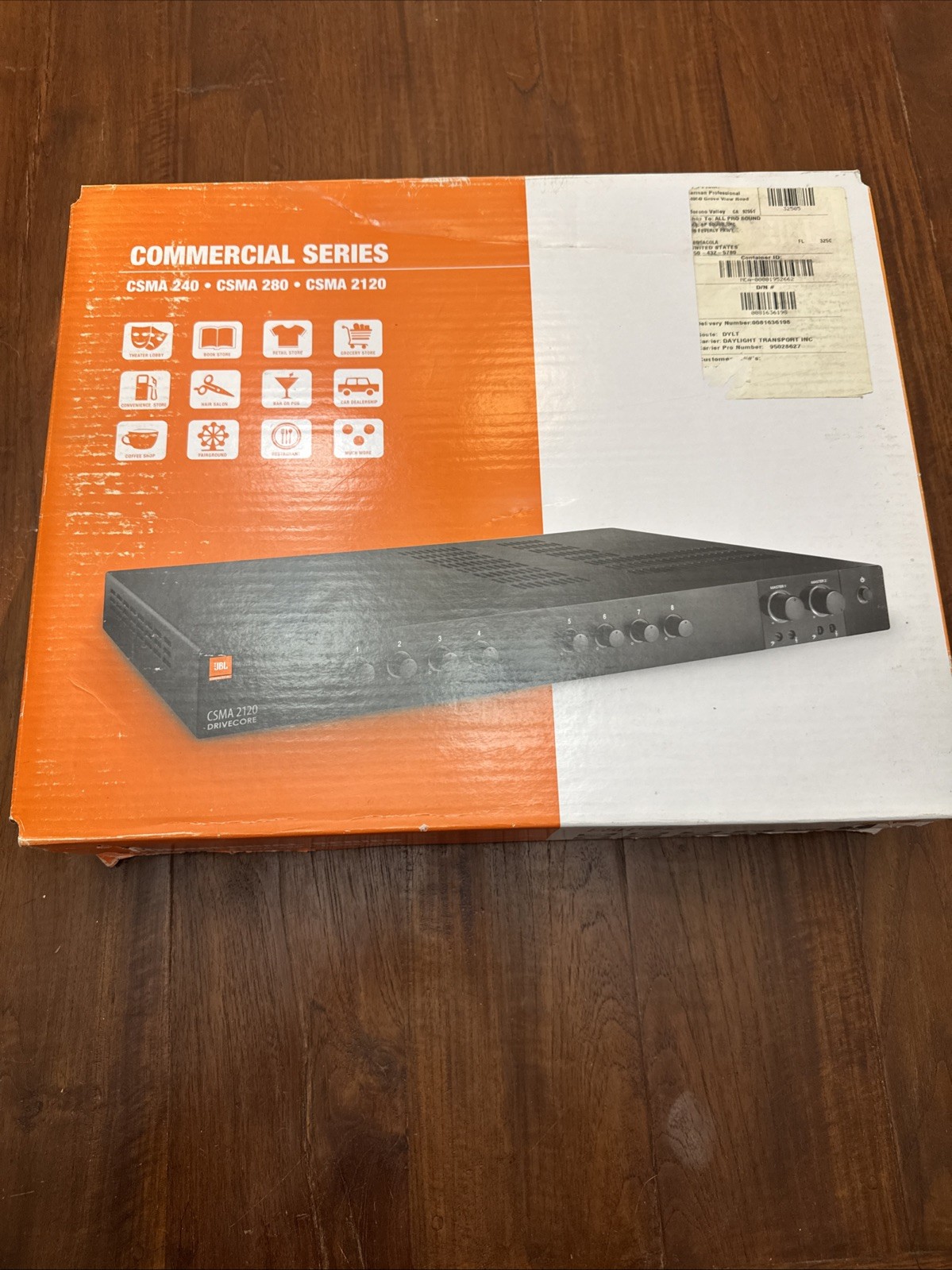 JBL CSMA280 Commercial/Restaurant 2 x 80w Amplifier 4ohm/8ohm/70V/100V, 8 inputs