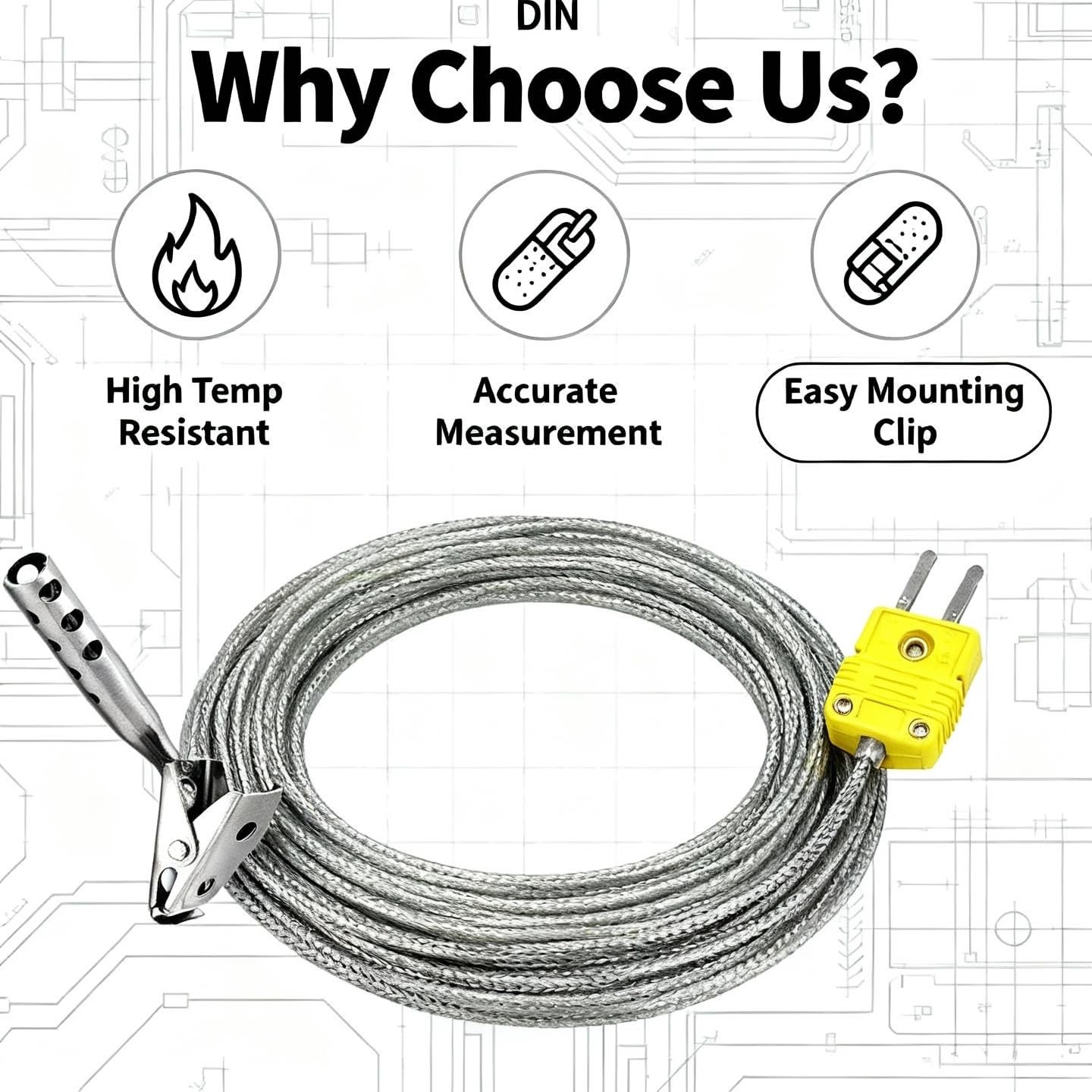 TL3163K K Type Thermocouple Temperature Sensor Probe Stainless Steel