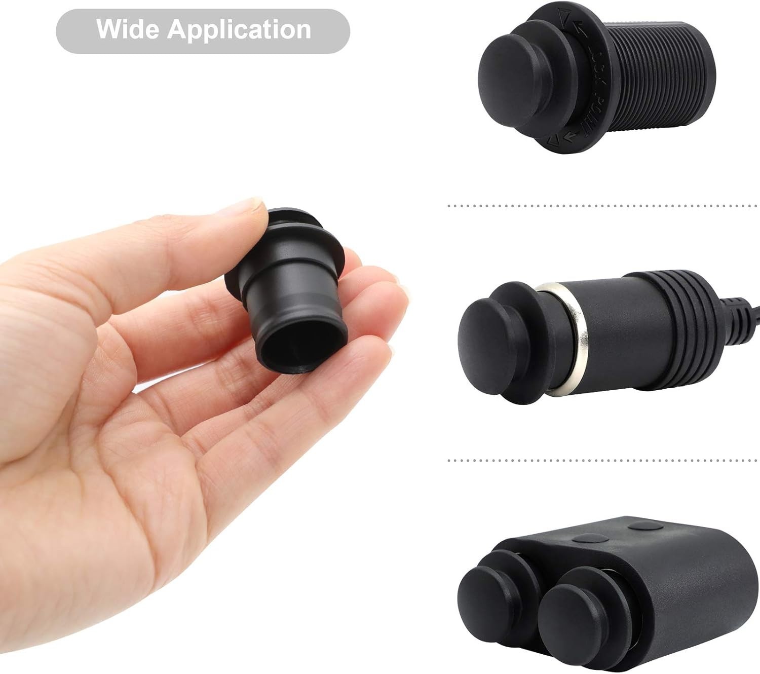 Universal Waterproof Cigarette Lighter Socket Covers - 2 Pack, Black Safety Caps