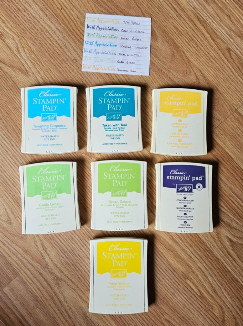 Stampin’ Up Classic Ink Pads Lot 7 Colors Very Good Used Craft Stamp Yellow #1