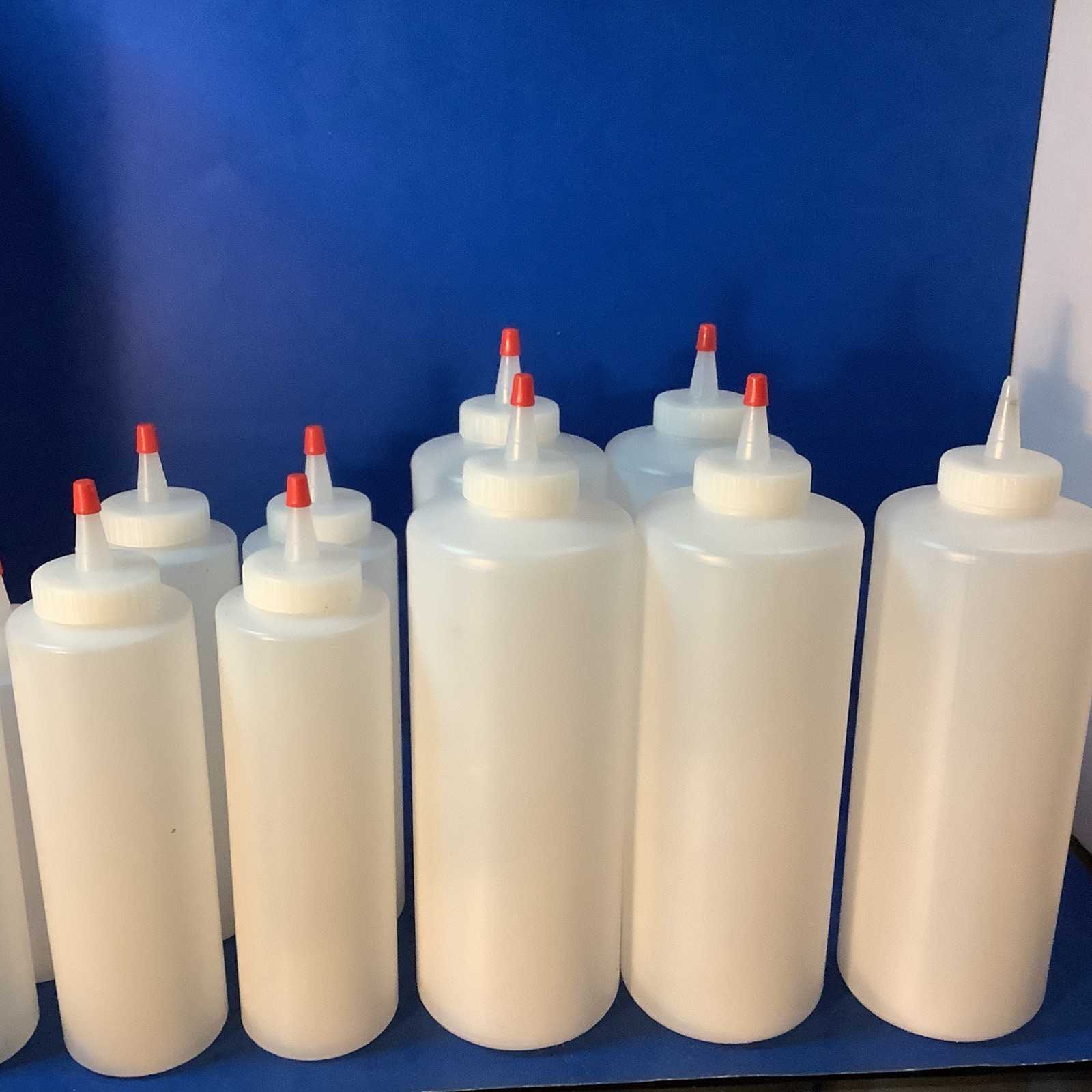 Durable Plastic Squeeze Bottles with Yorker Red Cap lot Of 11 (1cap Missing)