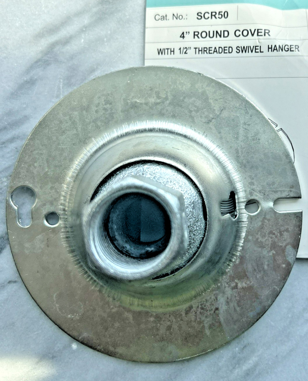 4 inch ROUND COVER SWIVEL FIXTURE HANGER,  1/2" Thread, NEW
