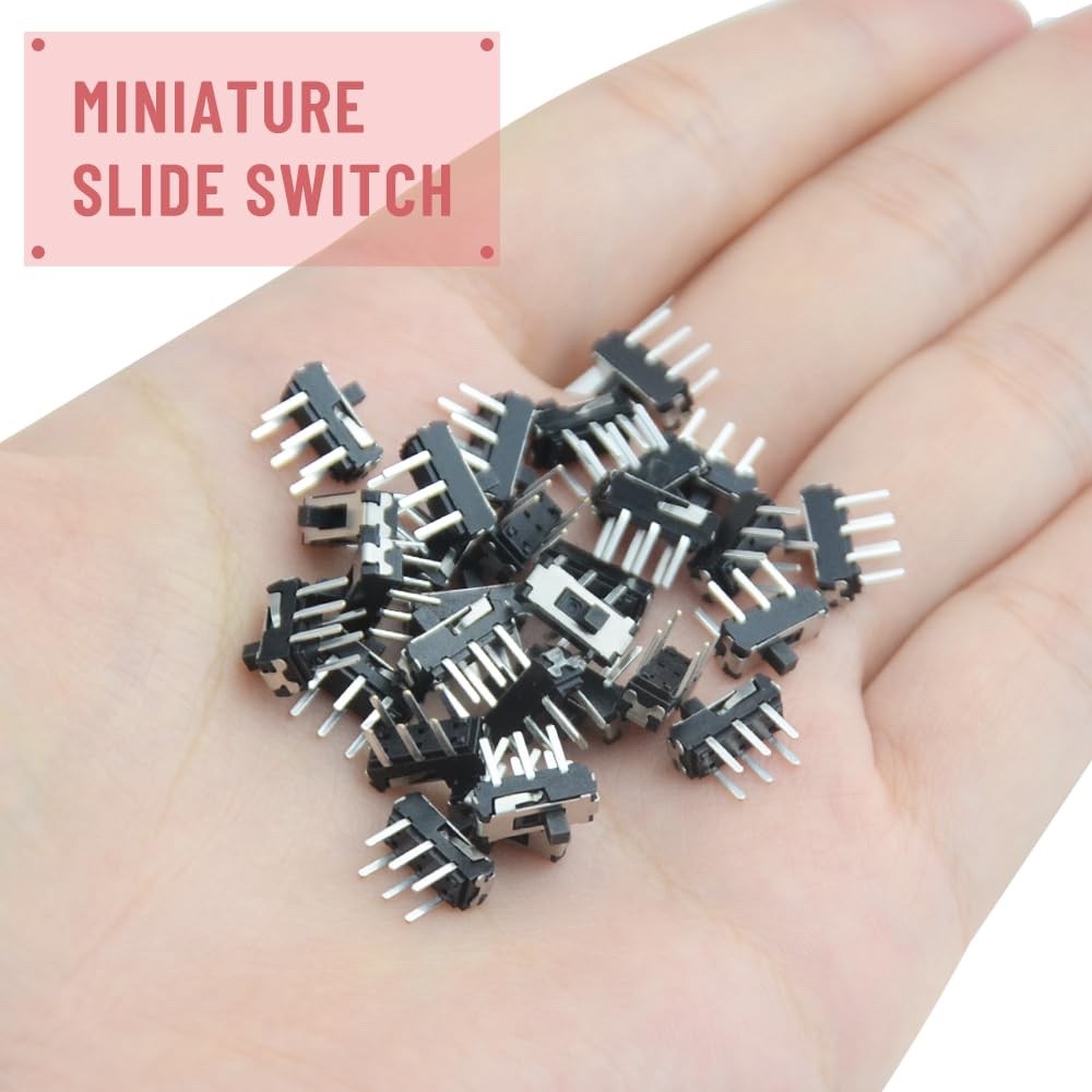 WMYCONGCONG 50 Pcs 6 Pin 2 Position DPDT Vertical Micro Slide Switch for for...
