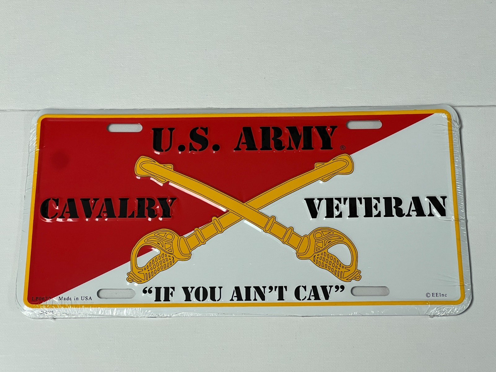 US ARMY CAVALRY VETERAN LICENSE PLATE MADE IN USA LICENSED PRODUCT