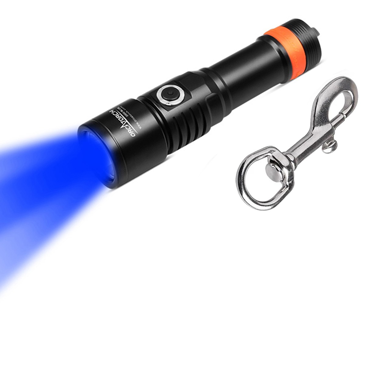 Orcatorch D530 1300 Lumens Blue Dive Light with SH01 Snap Hook