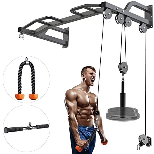48" Wall Mounted Multifunction Cable Pulley System Gym, 48" Wall Mounted