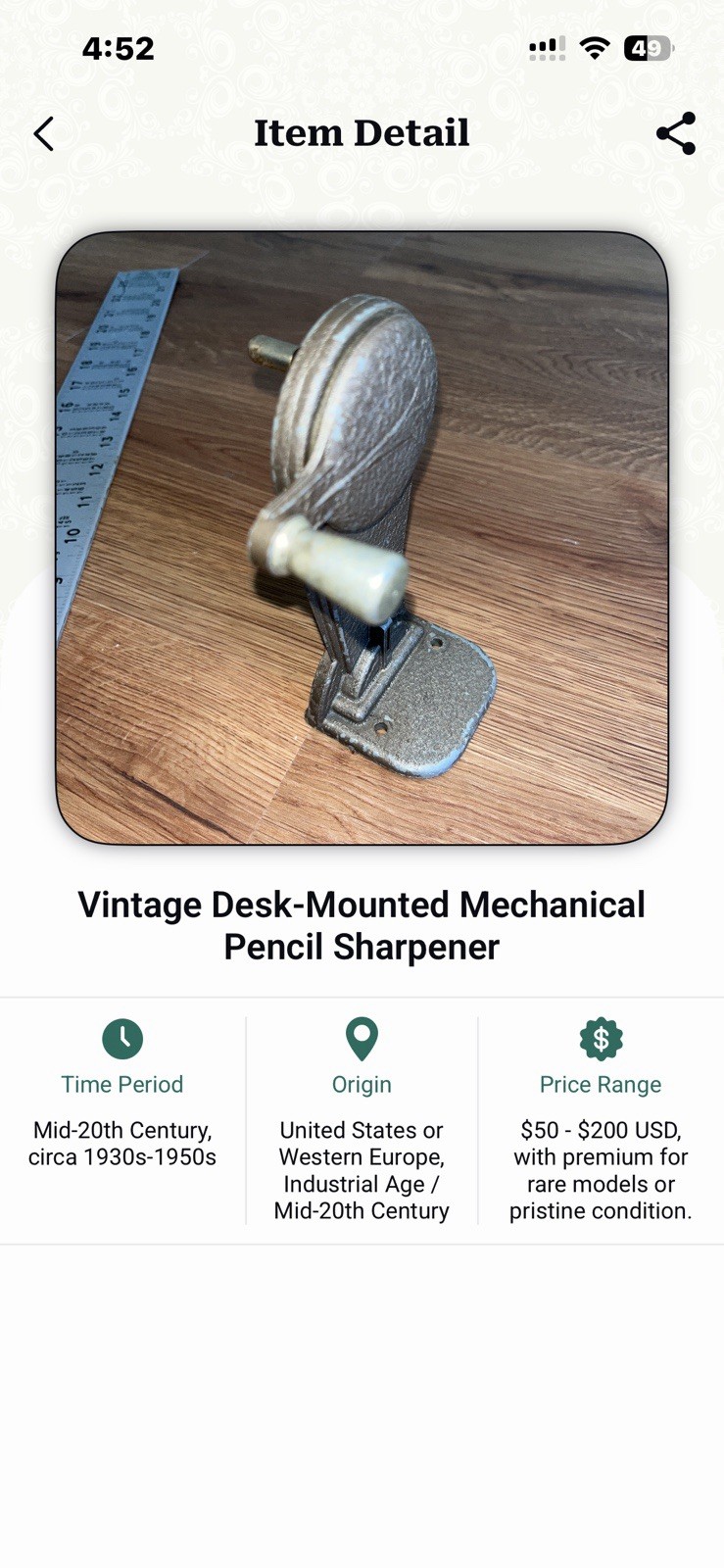 Vintage Mechanical Wizard Chicago Pencil Sharpener BASE ONLY 1900-1920 Cast-Iron