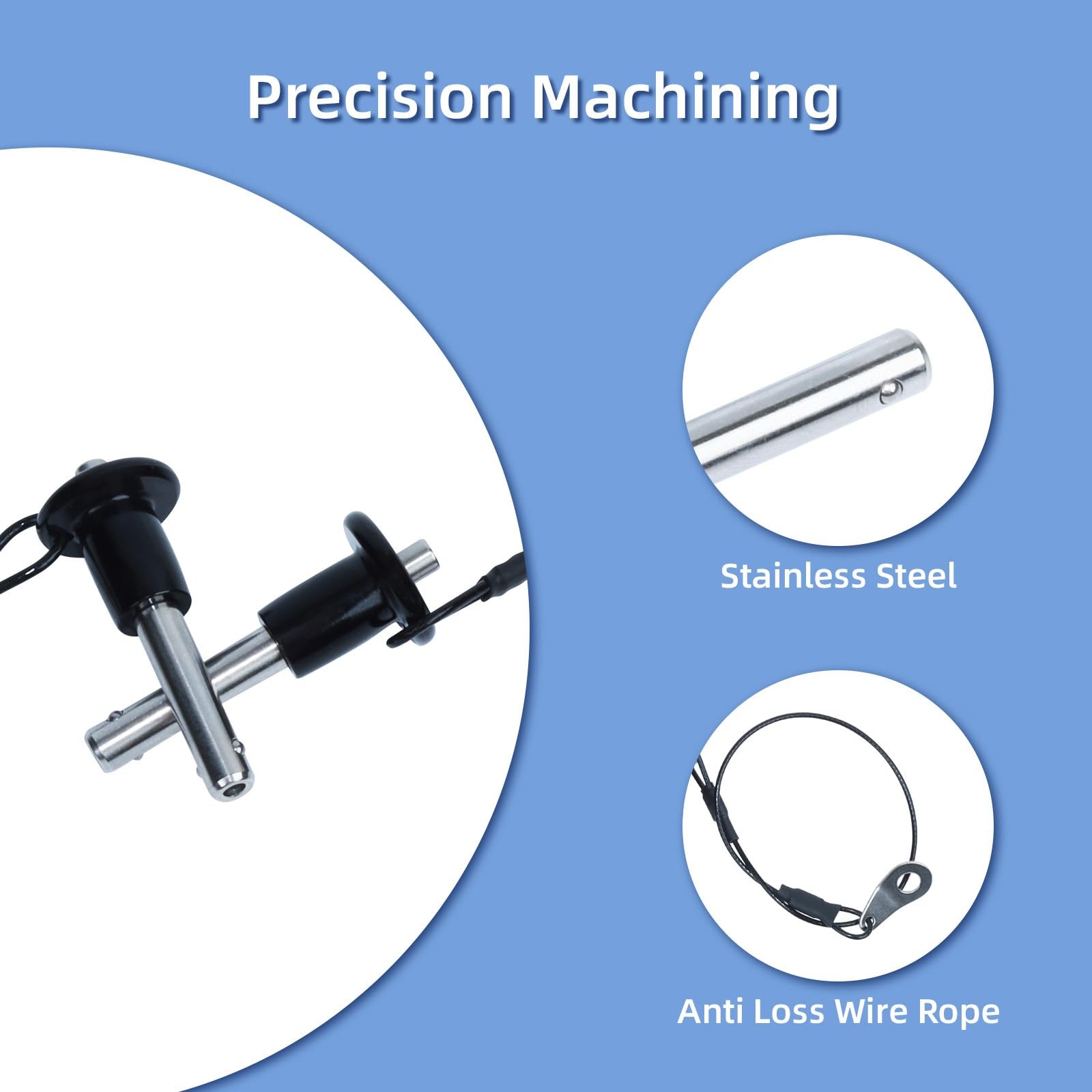 2 PCS Quick Release Ball Locking Pins 3/8x2 Inch Push Button Latch Silver