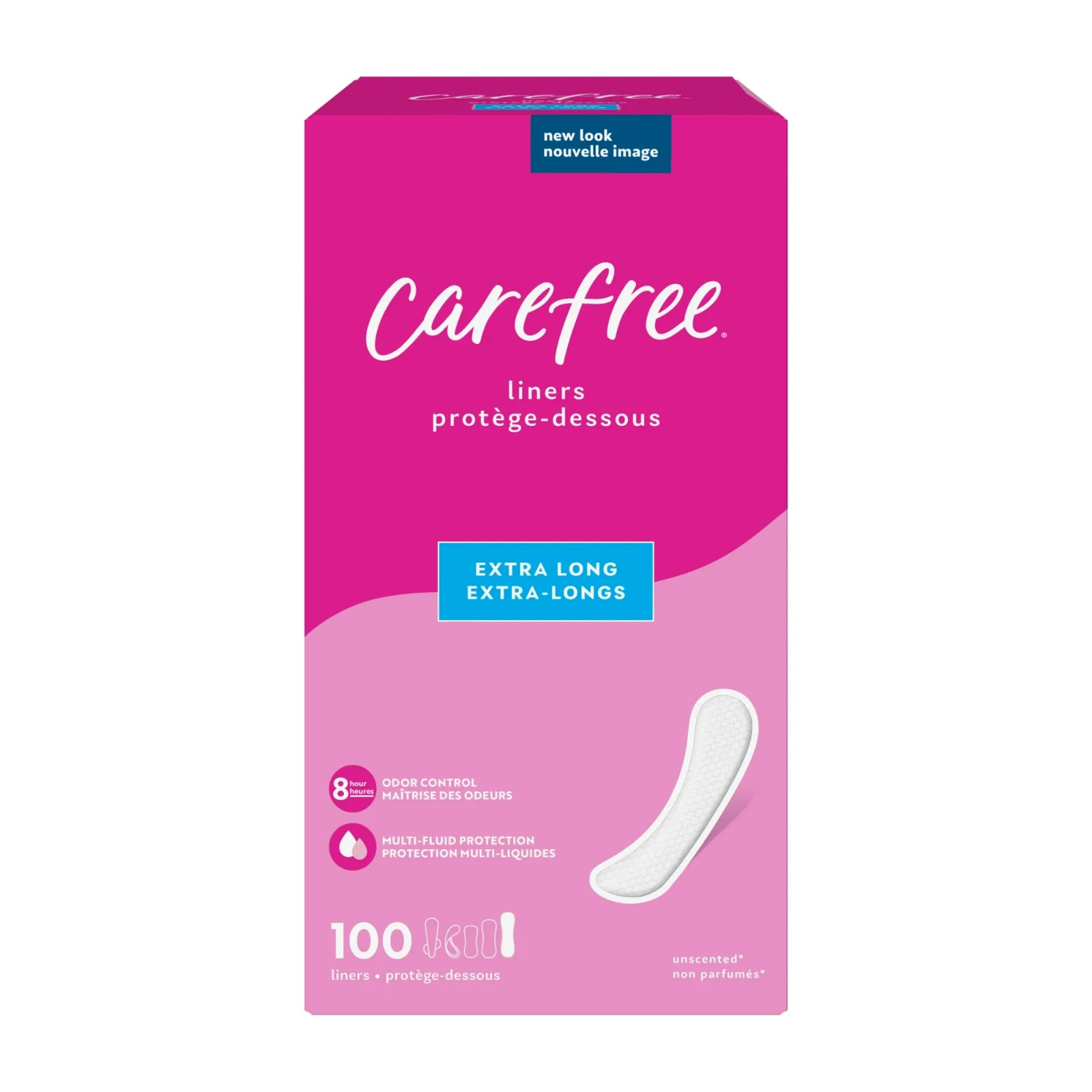 Carefree Extra Long Panty Liners 100ct, Unwrapped & Unscented, Daily Liners...