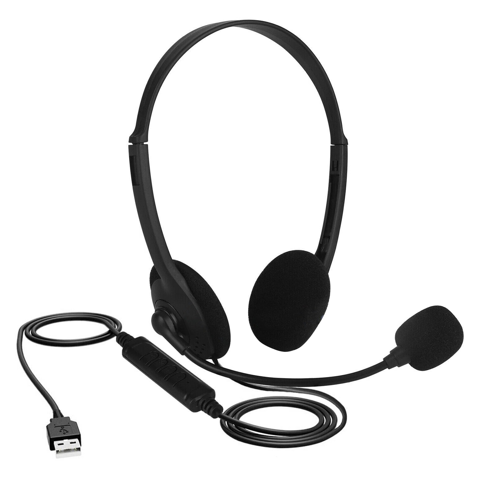 Lightweight USB Headset With Volume Control For Call Center Customer Service Use