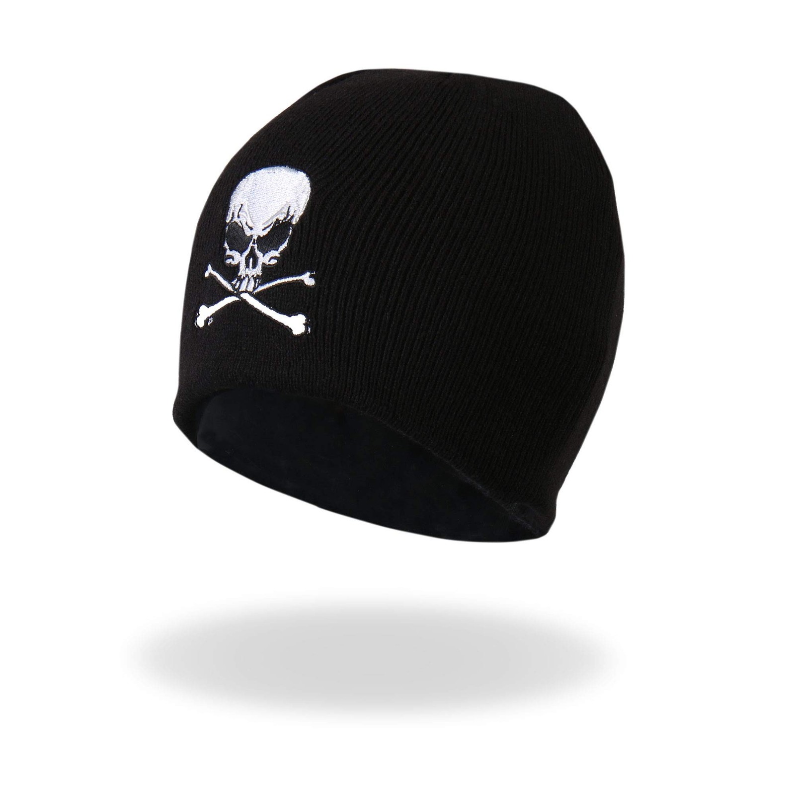 Hot Leathers Knit Cap (Black) Skull and Crossbones