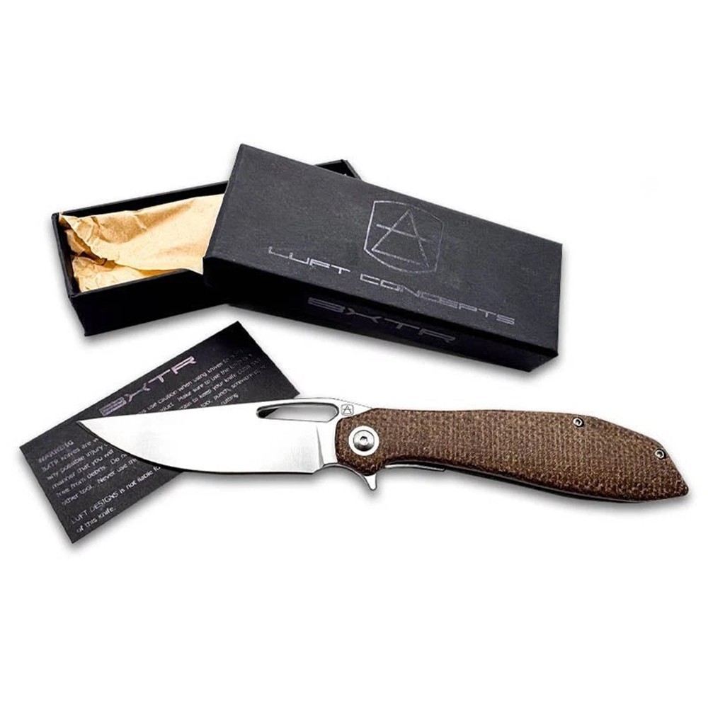 Luft Concepts BXTR 3.25" D2 Steel Folding Pocket Knife w/ Canvas Micarta Handle