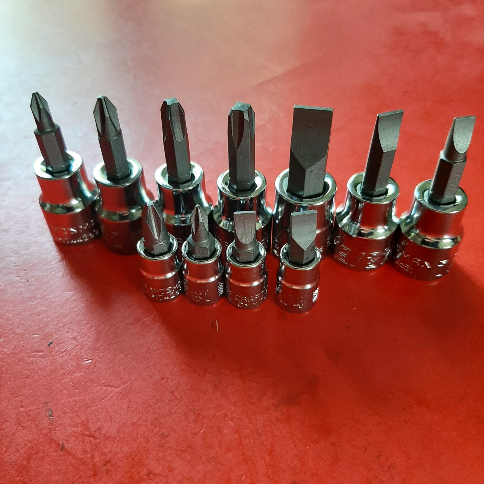 CRAFTSMAN 11pc 1/4 & 3/8" Phillips Flat Tip Screwdriver Bit Driver Socket Set