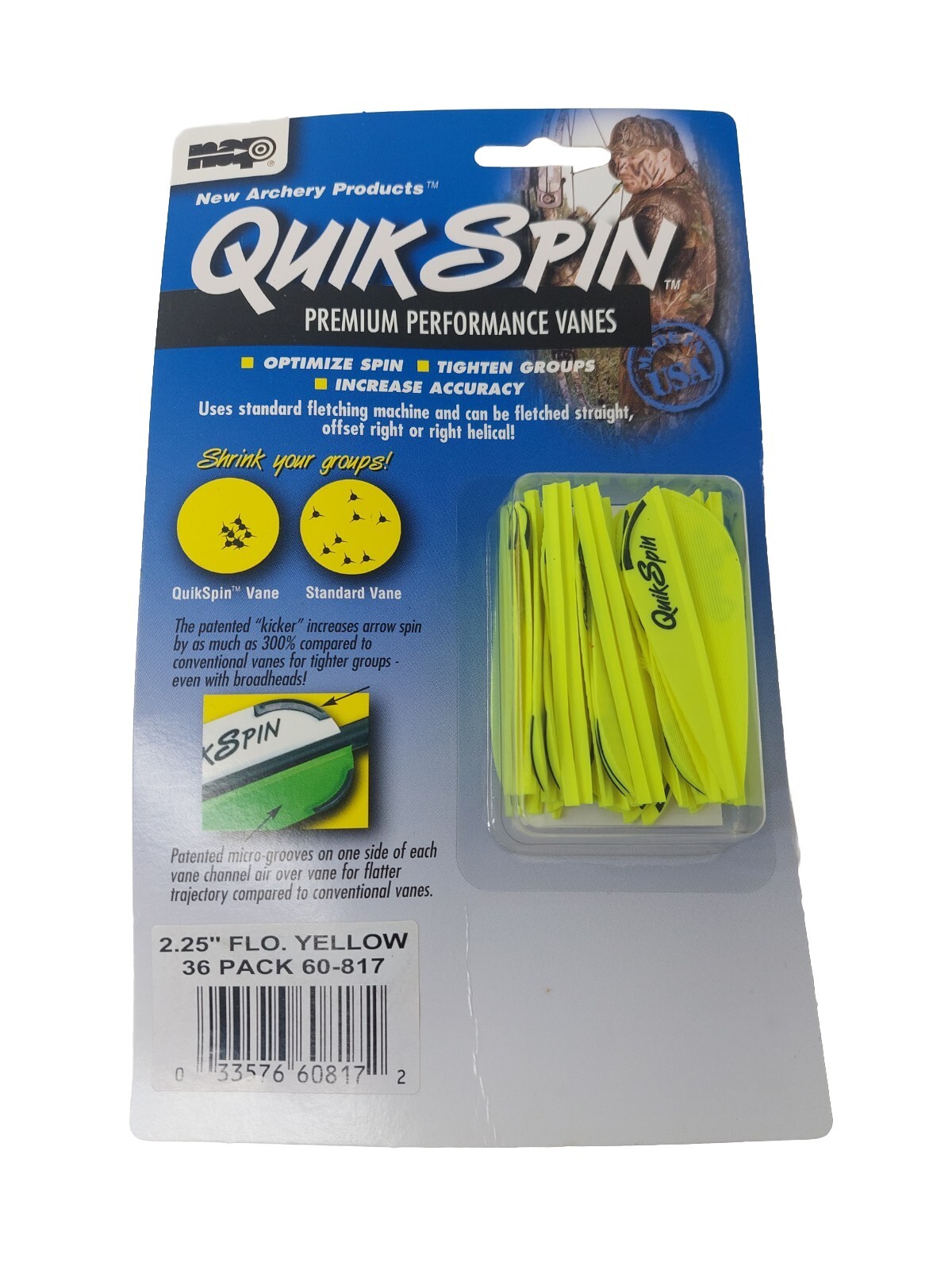 36 Pack NAP Quik Spin 2.25" Premium Performance Arrow Vanes: Flo. Yellow: 60-817