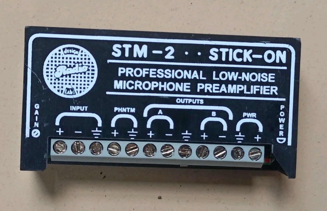 RDL STM-2 Stick-On Adjustable Gain Mic Preamplifier 35 - 65 dB Gain