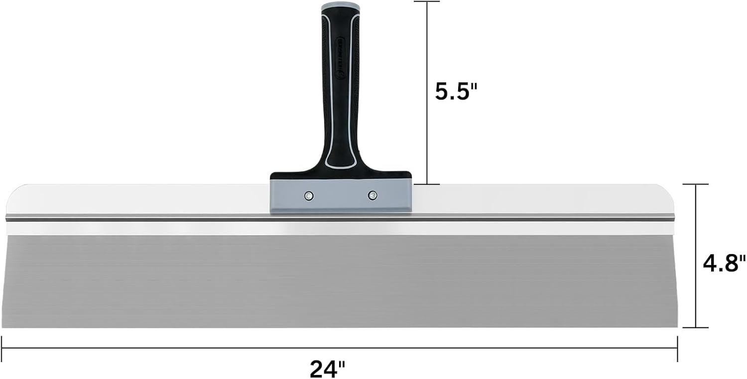 Long drywall taping knife for smoothing
