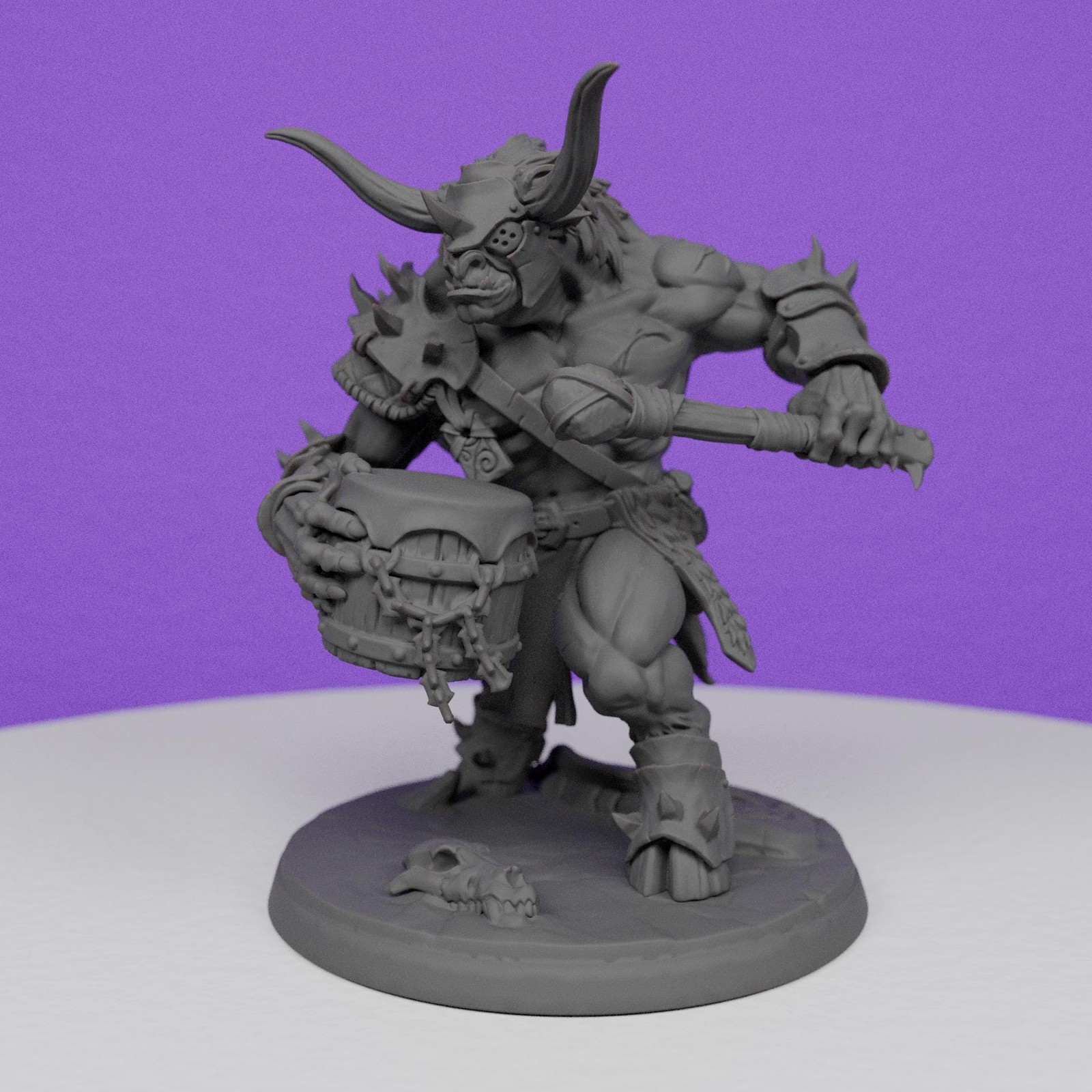 Beastmen Minoc Minotaur Musician Drummer | Artisan Guild Miniatures