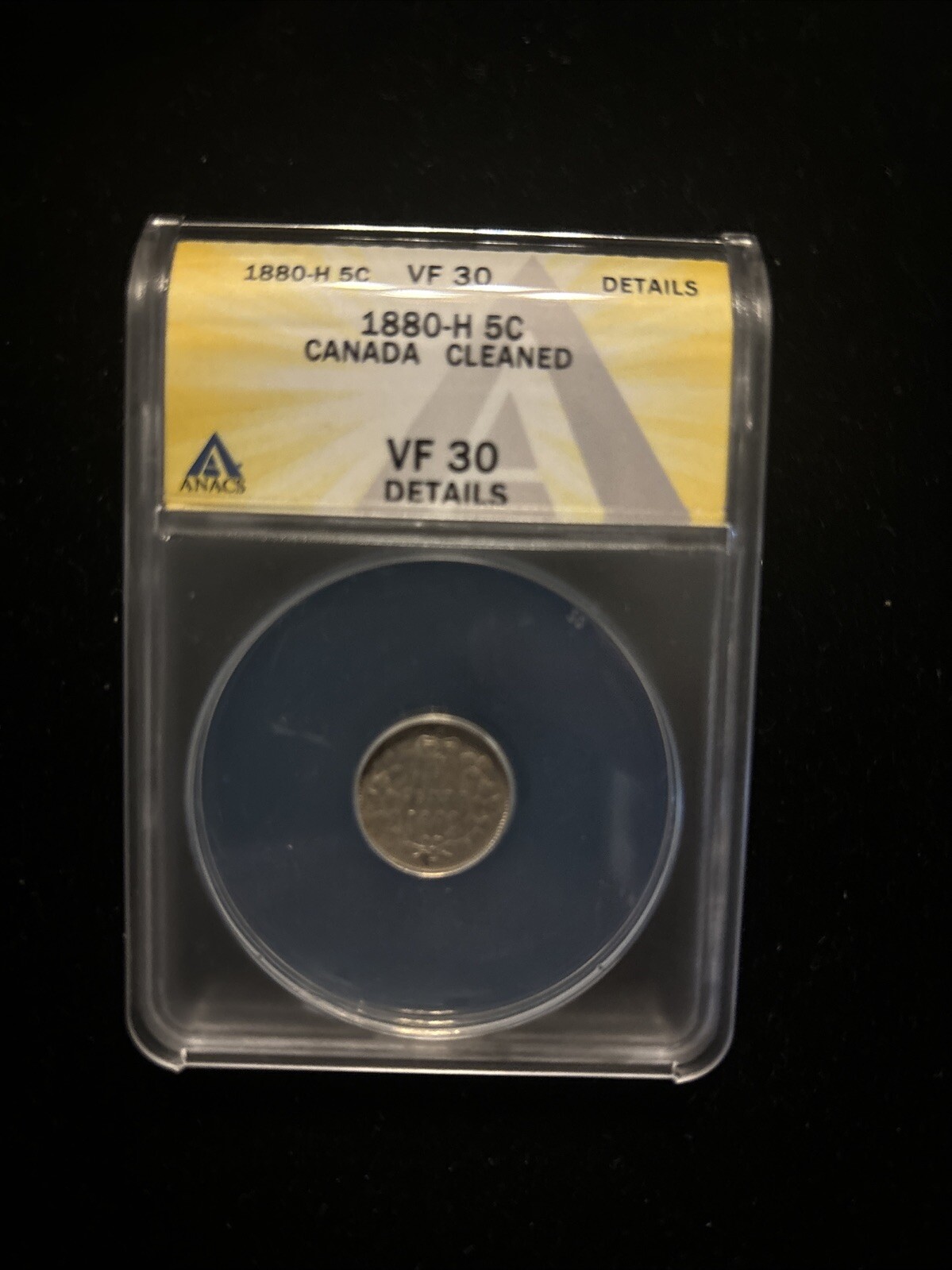 1880 H Canada 5 Cents Anacs Vf 30 Details Silver