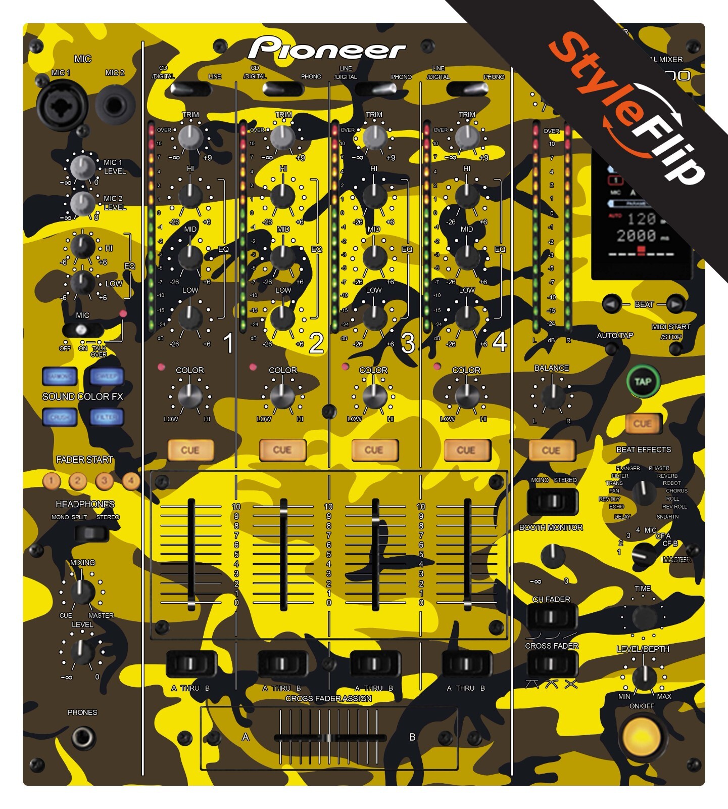 Pioneer DJM-800 | Yellow Camo | Protective Decal | StyleFlip Skins