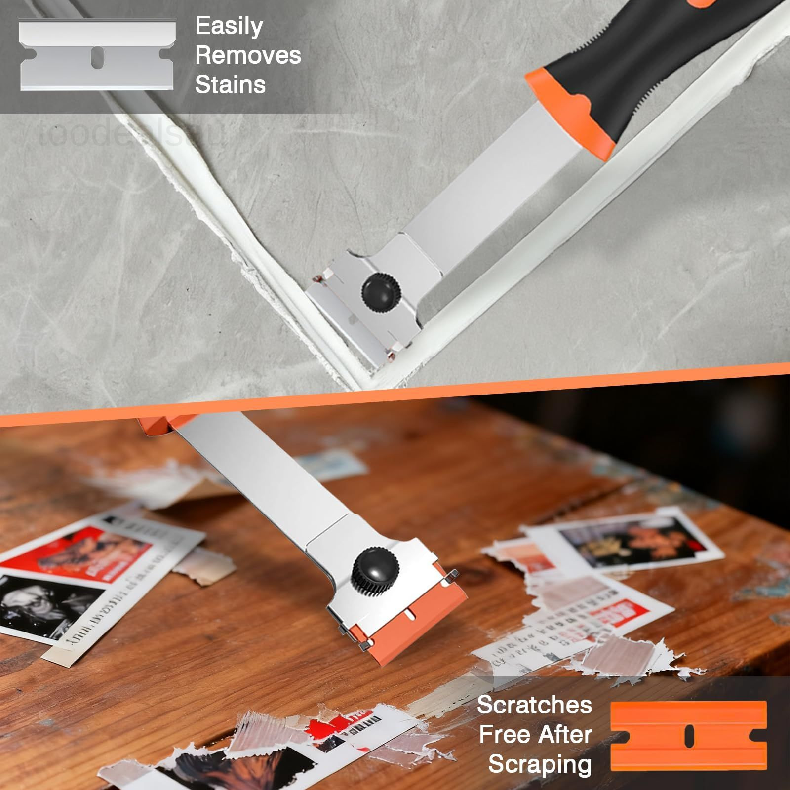 2 Pack Razor Blade Scraper Tool with 20 Metal & 20 2Pack+40Pcs, Orange