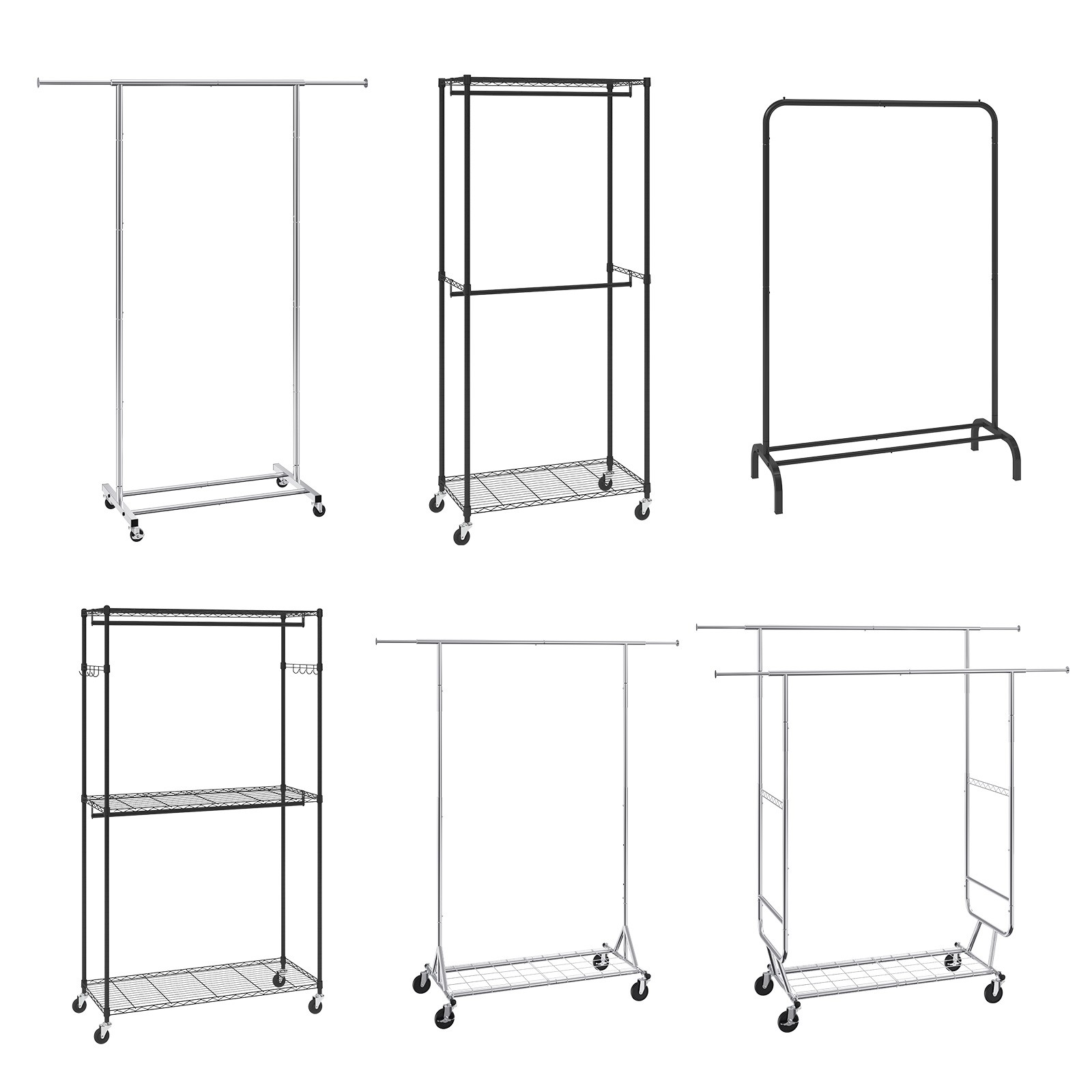 Uimoso Clothes Rack with Wheels Heavy Duty Clothing Garment Rack Hanging Rod