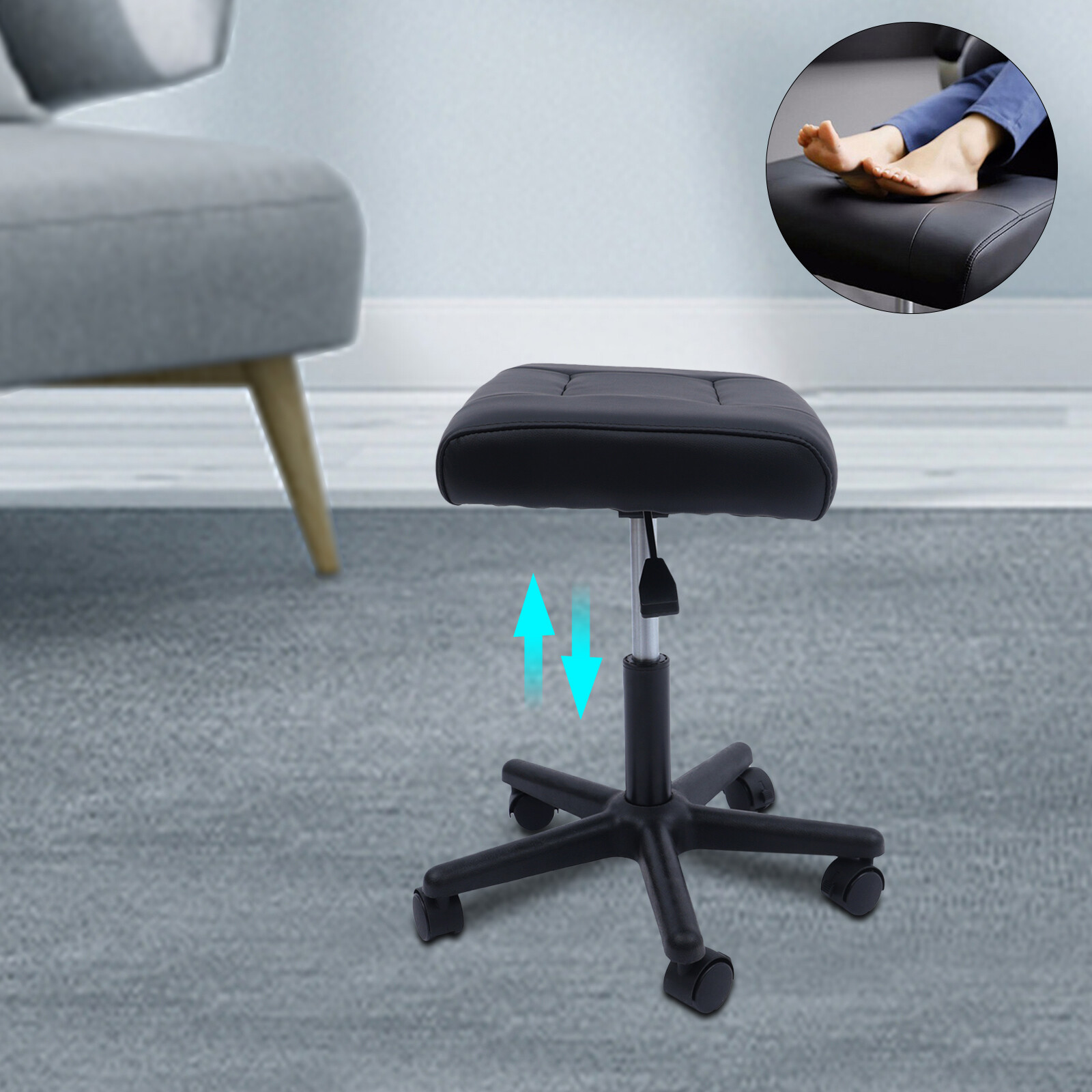 Adjustable Rolling Footrest with Wheels for Comfort and Posture Support