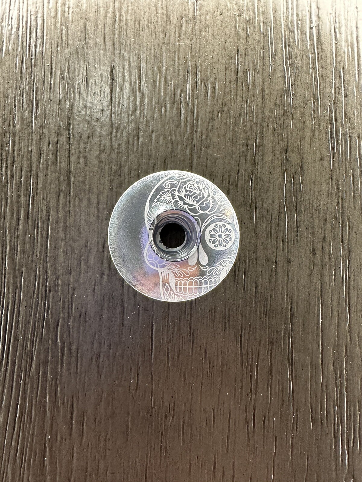 Mexican Day of the Dead Sugar Skull Bicycle Headset Top Stem Cap 1 1/8" Silver