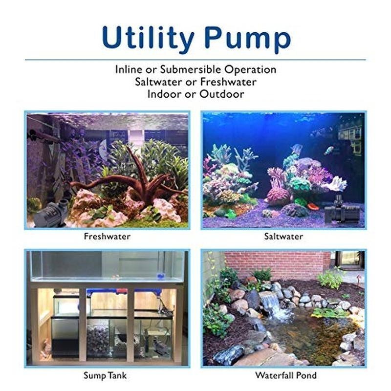DC Water Pump 800 GPH Quiet Inline Submersible Sump Aquarium Controller New