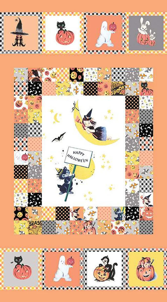Fright Delight Quilt Cotton Fabric Panel by Lindsay Wilkes of the Cottage Mama