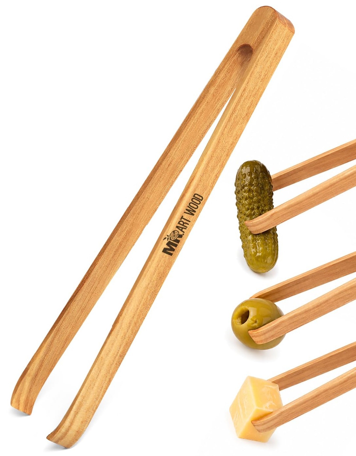 Mini Wooden Tongs for Charcuterie Board & Appetizers - Set of 4 | Small Servi...