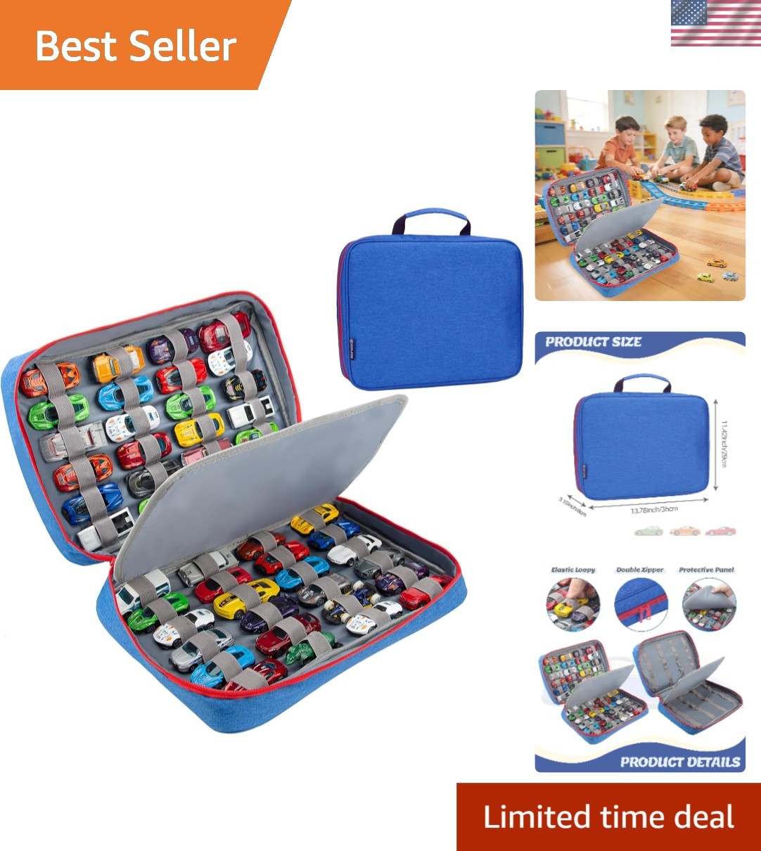 Toy Car Storage Case, Diecast Display Case 48 Slots Blue | Fits 1:64 diecast ...