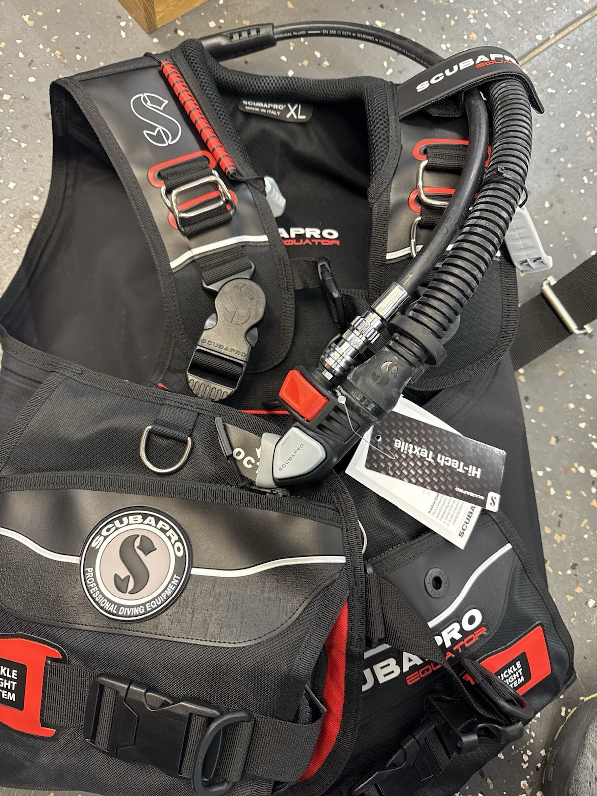 Scubapro Equator BCD, XS Buoyancy Compensator W/ BPI Inflator- Black/Red Size XS