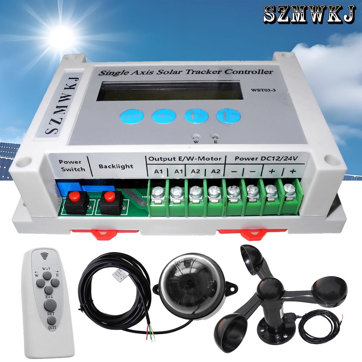 Solar Tracking Single Axis Tracker Controller & Wind Sensor DIY Solar Panel Kits
