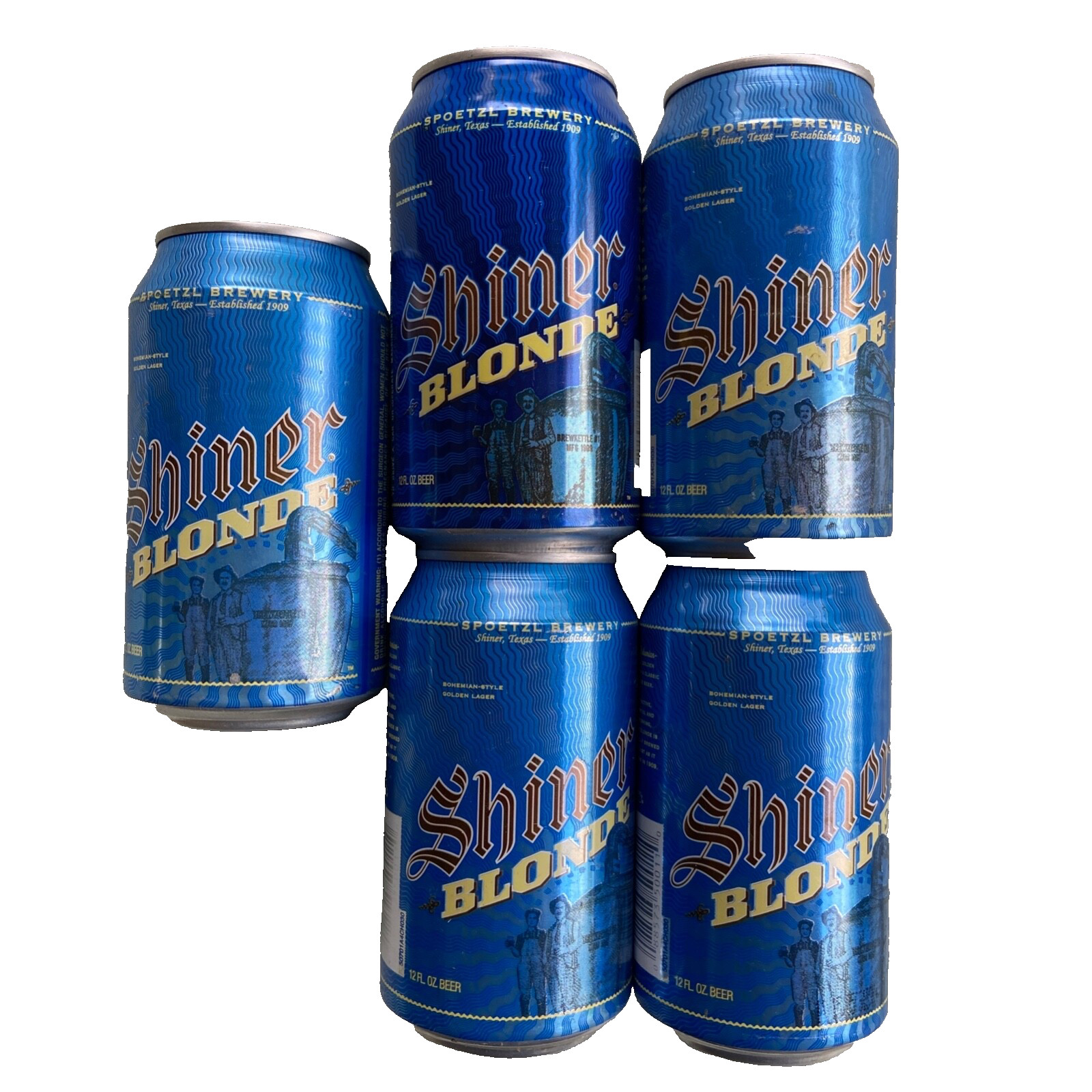 Vintage Shiner Beer Can Blonde Blond Spoetzl Brewery TX Bottom Opened Texas Bock
