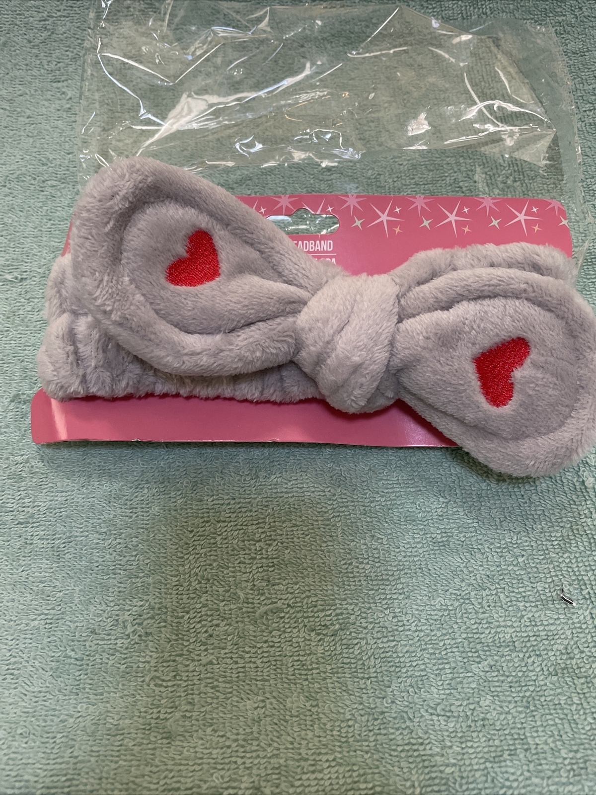 Spa Headband Gray With Red Hearts  Valentin Day New